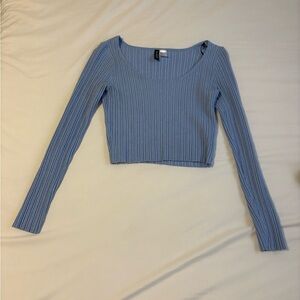 H&M Light Blue Ribbed Crop Top